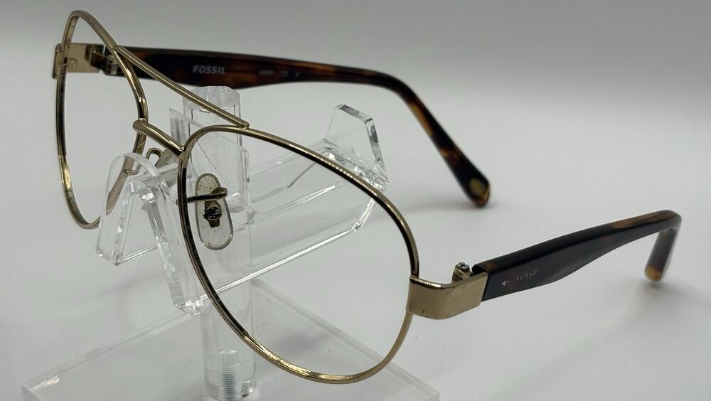 Fossil FM25 Eyeglasses Gold Tortoise Aviator 57-15-135 Frames Only